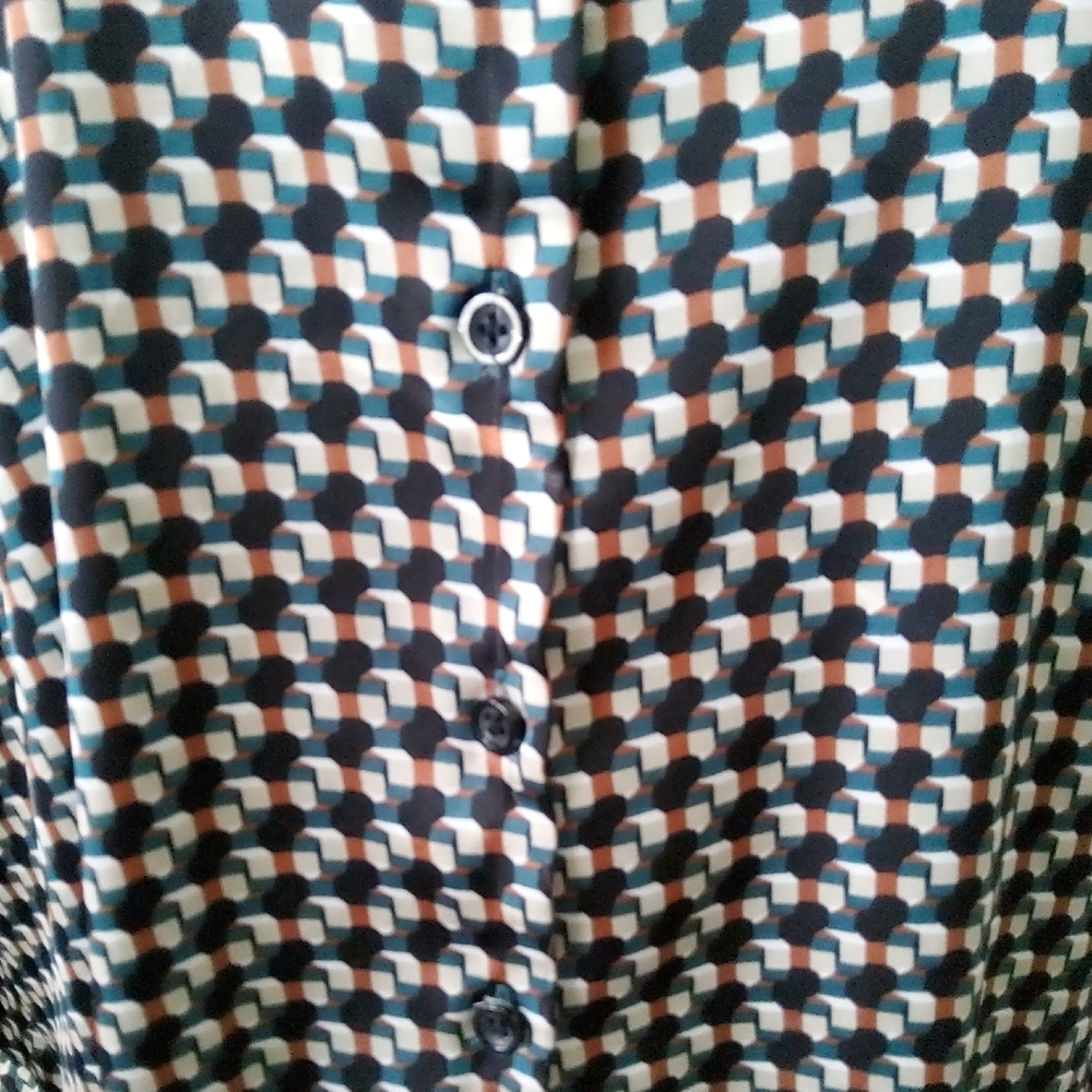 Carolina Belle Geometric Pattern Long Sleeve Shirtdress - Picture 4 of 11